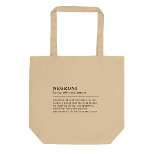 Tote bag en coton bio écoresponsable avec impression "Negroni", accessoire pour amateur de cocktails